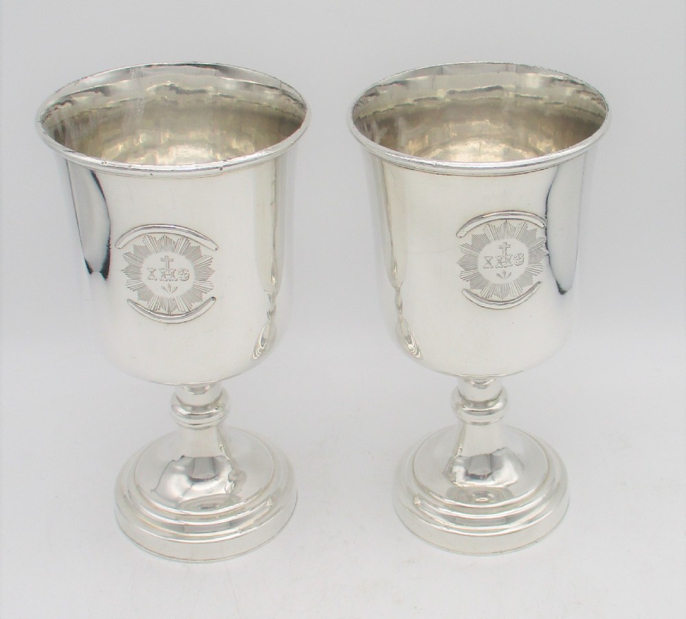A Pair of Large 19th Century Silver Plated Communion Goblets View VIII