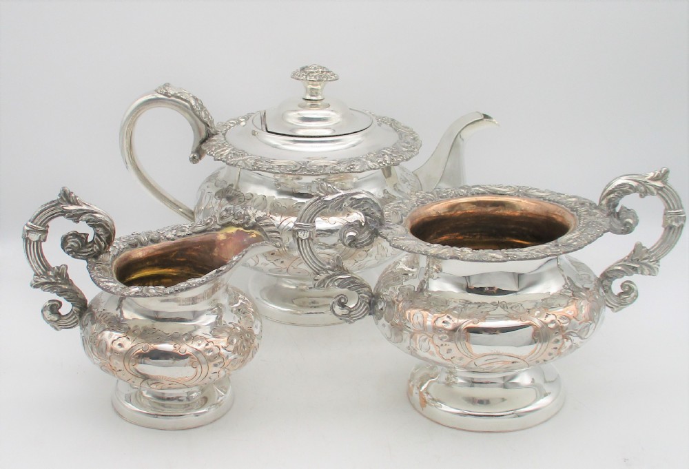 Fine Old Sheffield Plated Tea Set c1830