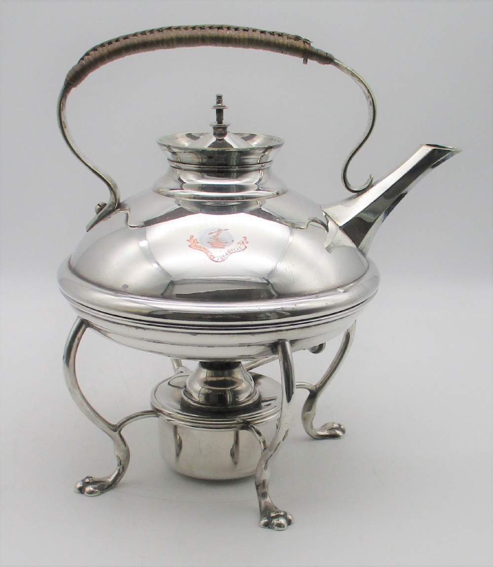 Fine 19th Century Silver Plated Crested Spirit Kettle