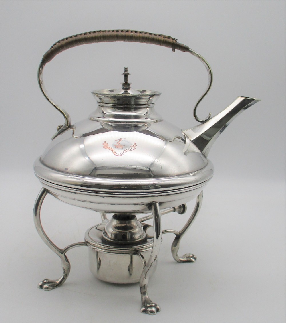 Fine 19th Century Silver Plated Crested Spirit Kettle View II