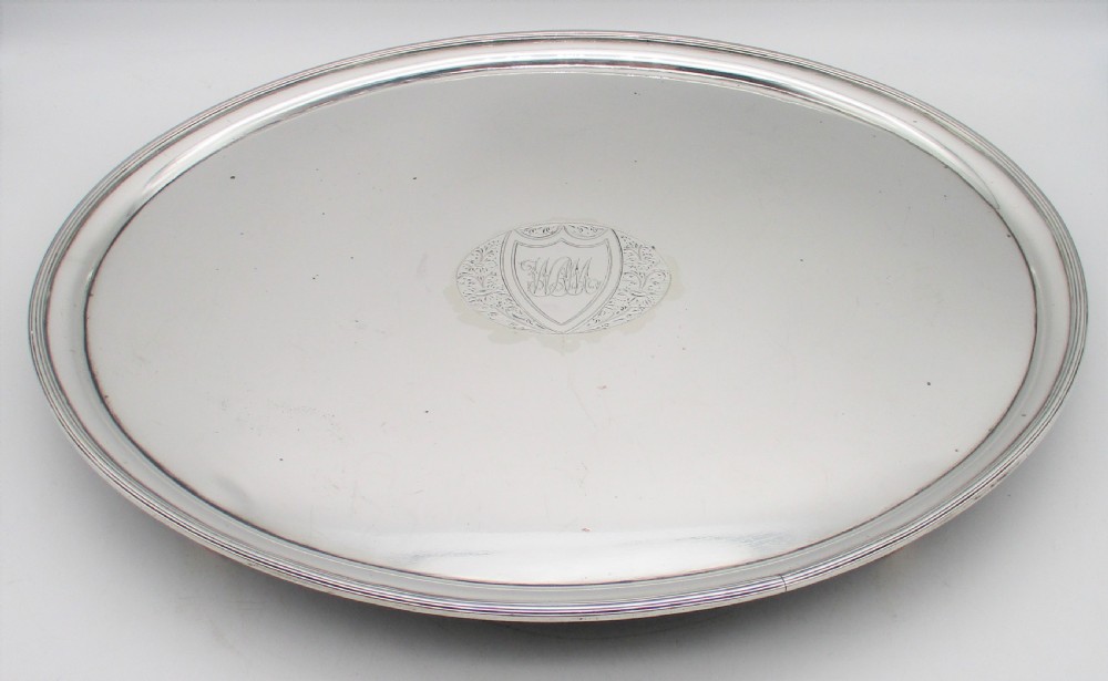 A Fine Oval Old Sheffield Plated Tray with Crest c1800