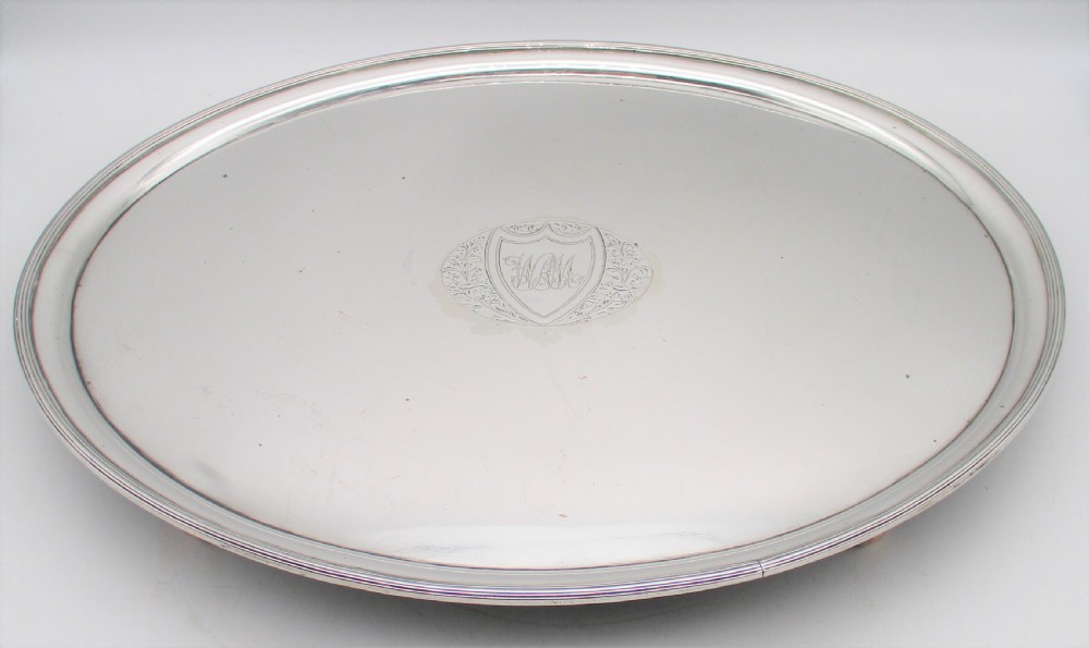 A Fine Oval Old Sheffield Plated Tray with Crest c1800 View II
