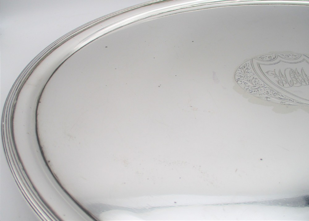 A Fine Oval Old Sheffield Plated Tray with Crest c1800 View IV