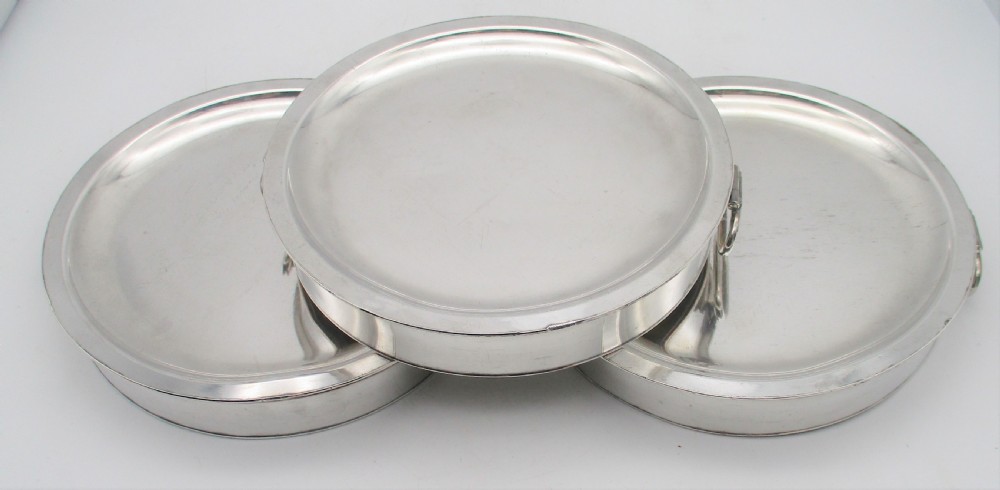 A Set of 3 Old Sheffield Plated Warming Plates c1800 View II