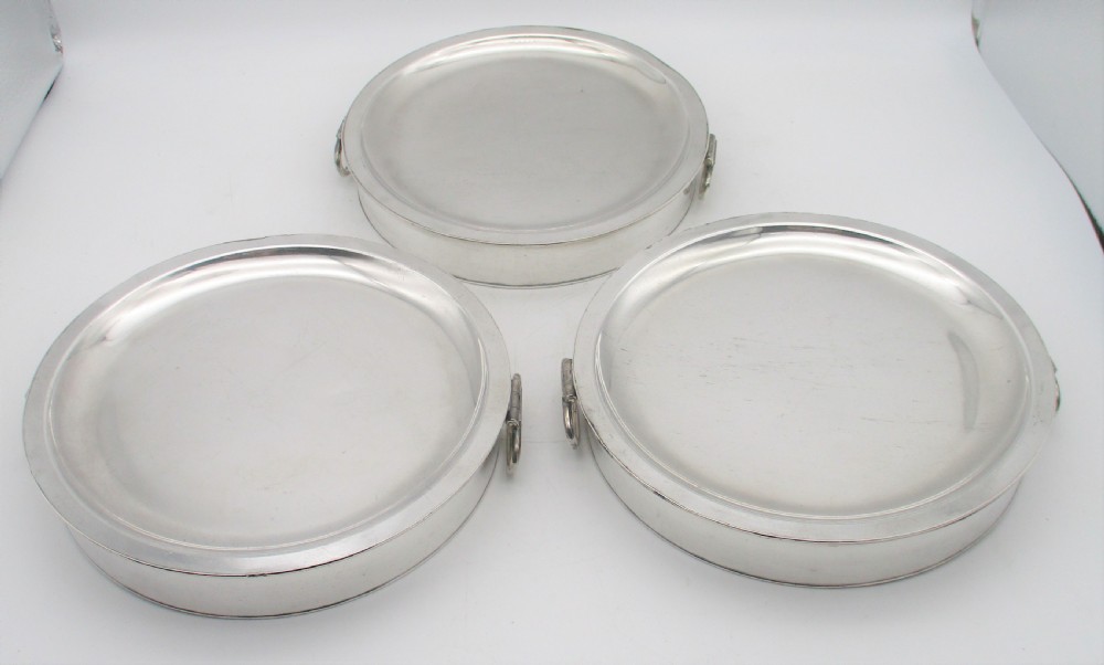 A Set of 3 Old Sheffield Plated Warming Plates c1800 View III