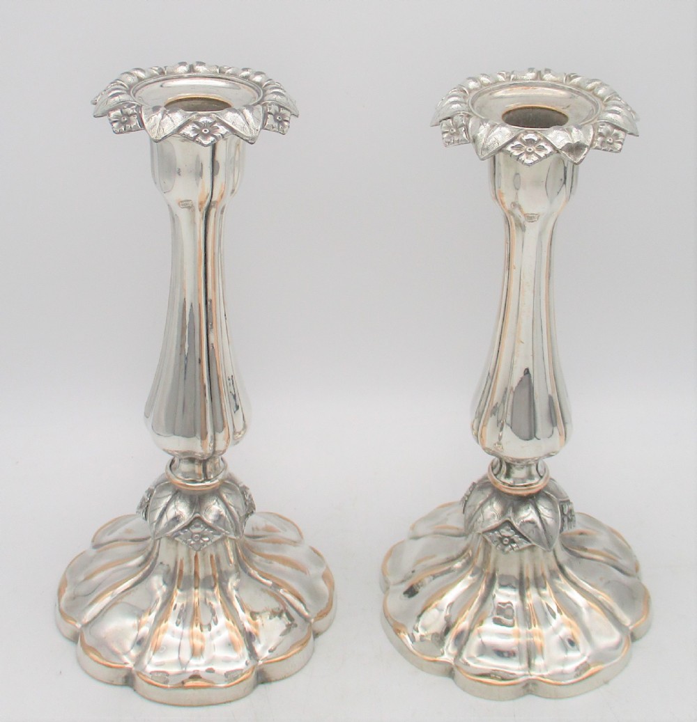Beautiful Pair of Old Sheffield Plated Candlesticks by Dixon & Sons