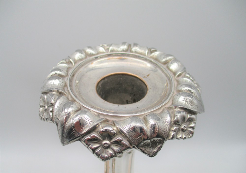 Beautiful Pair of Old Sheffield Plated Candlesticks by Dixon & Sons View III