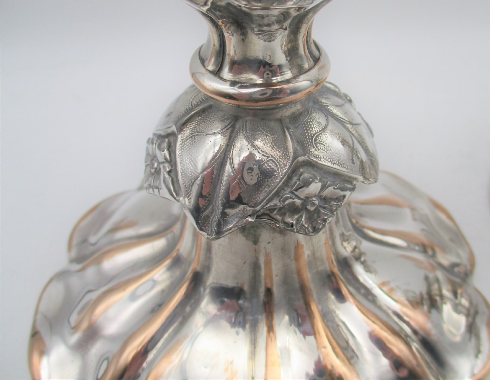 Beautiful Pair of Old Sheffield Plated Candlesticks by Dixon & Sons View V