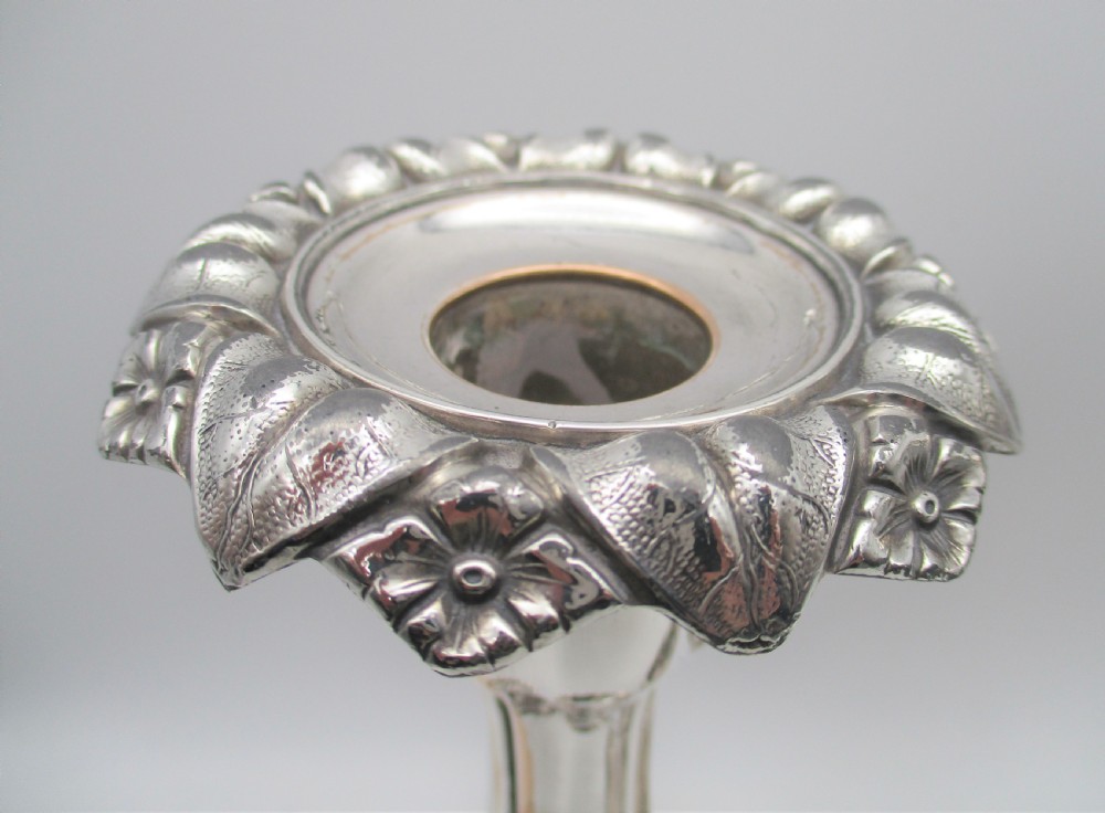 Beautiful Pair of Old Sheffield Plated Candlesticks by Dixon & Sons View VII