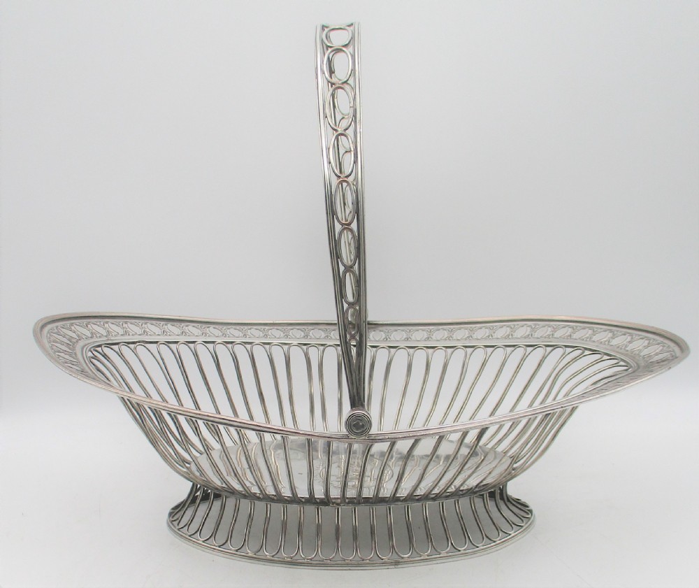 Fine Large Old Sheffield Plated Wire Work Basket with Vernon Family Crest View III