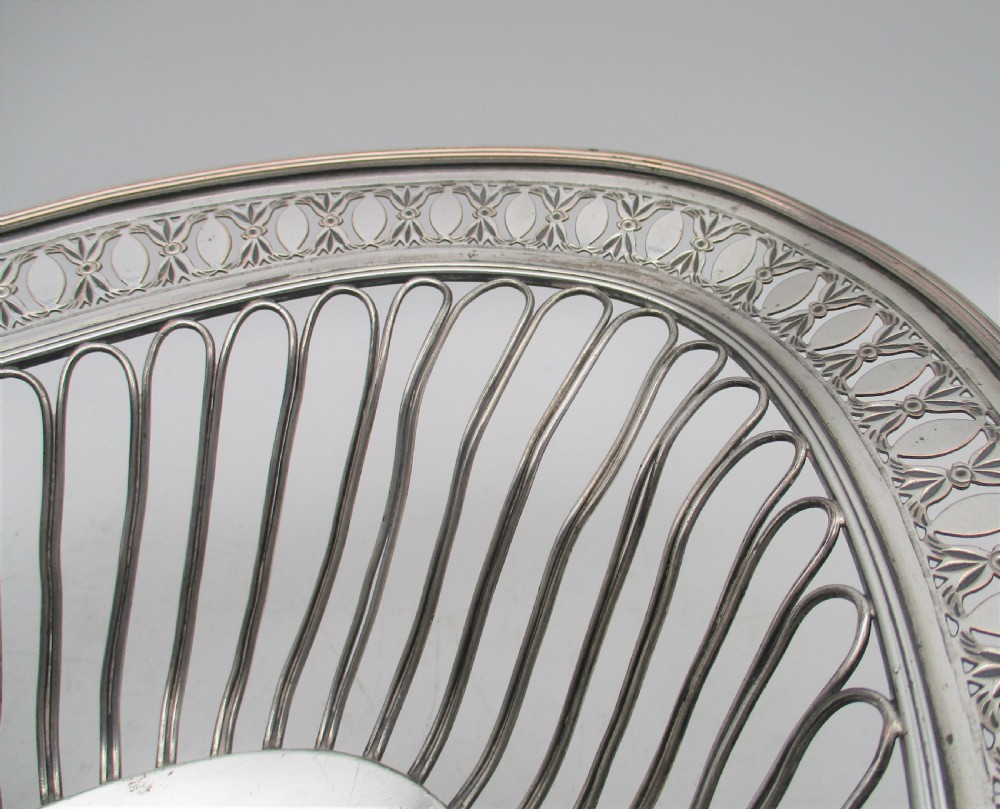 Fine Large Old Sheffield Plated Wire Work Basket with Vernon Family Crest View VII