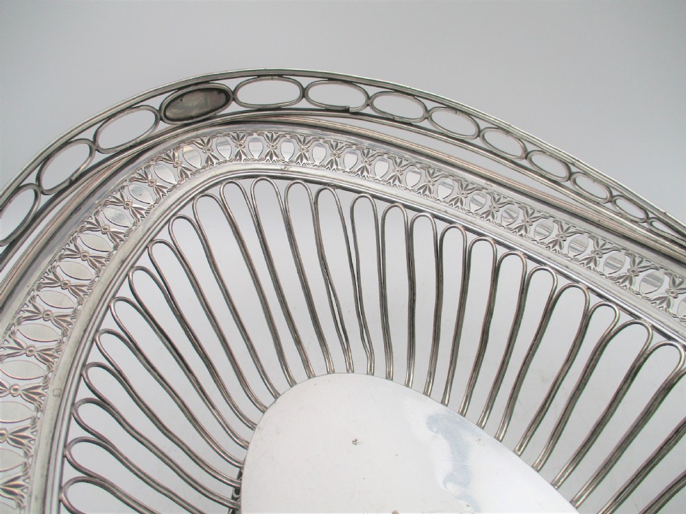Fine Large Old Sheffield Plated Wire Work Basket with Vernon Family Crest View VIII