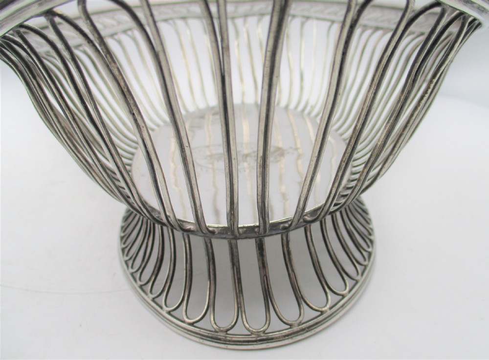 Fine Large Old Sheffield Plated Wire Work Basket with Vernon Family Crest View X