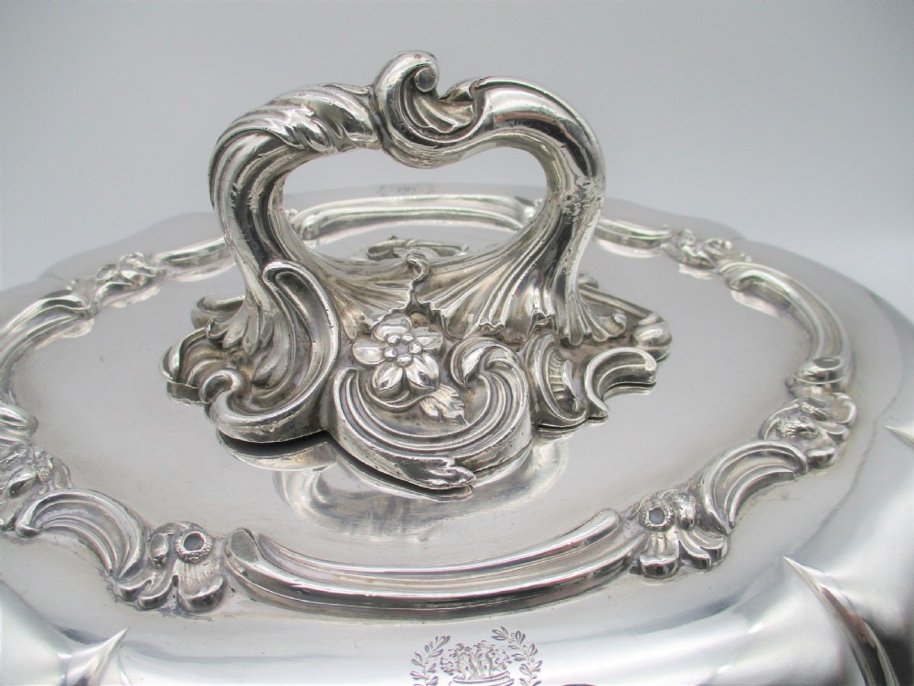 Fabulous Large Old Sheffield Plated Tureen on Warming Standing - Crested View IV