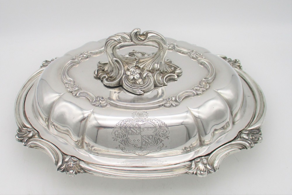 Fabulous Large Old Sheffield Plated Tureen on Warming Standing - Crested View XI