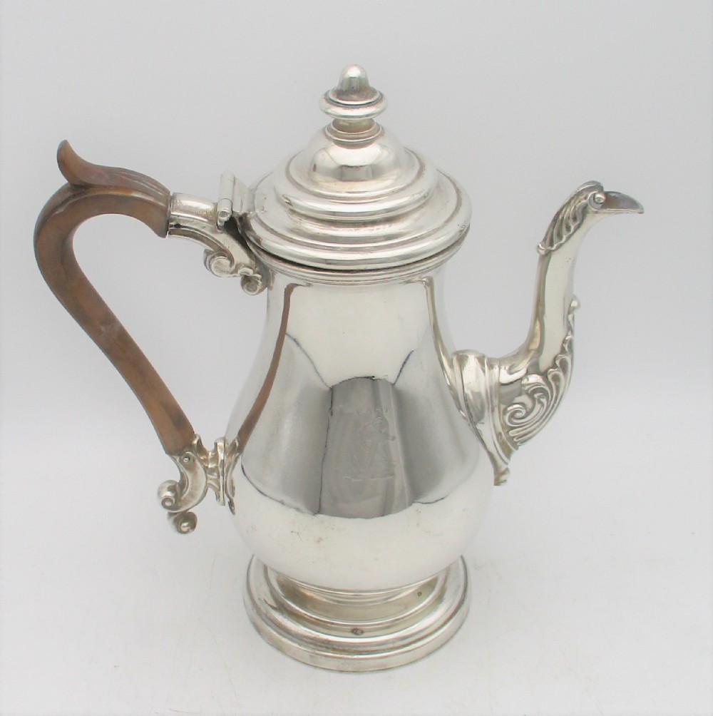 Small 19th Century Silver Plated Coffee Pot with Anchor Crest