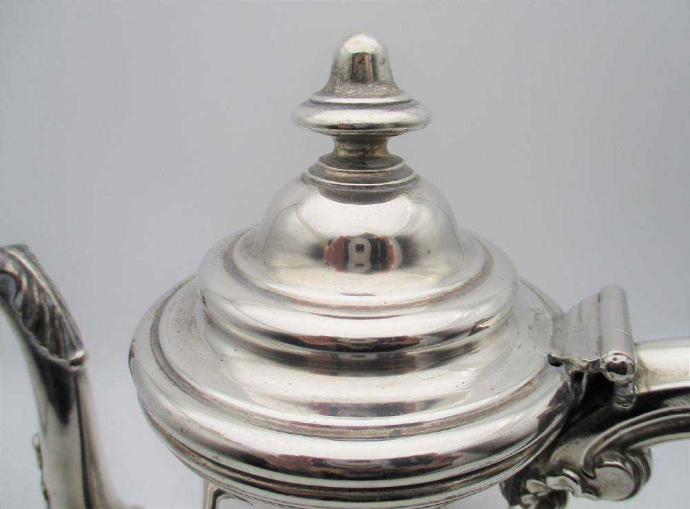 Small 19th Century Silver Plated Coffee Pot with Anchor Crest View VII