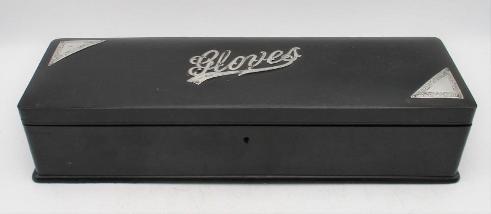 Fine Ebony and Silver Banded Glove Box - London 1911