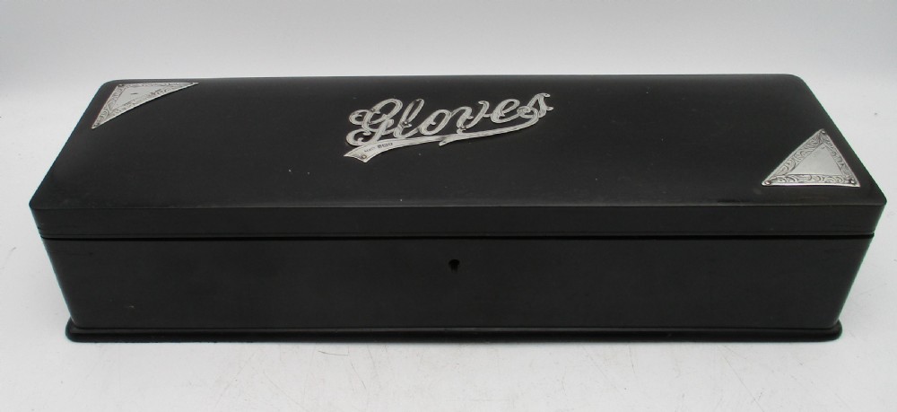 Fine Ebony and Silver Banded Glove Box - London 1911 View II