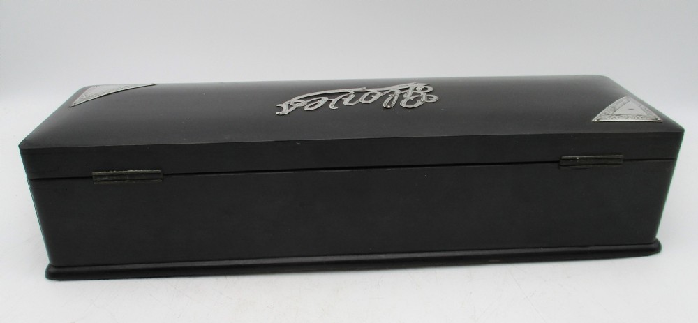 Fine Ebony and Silver Banded Glove Box - London 1911 View XI