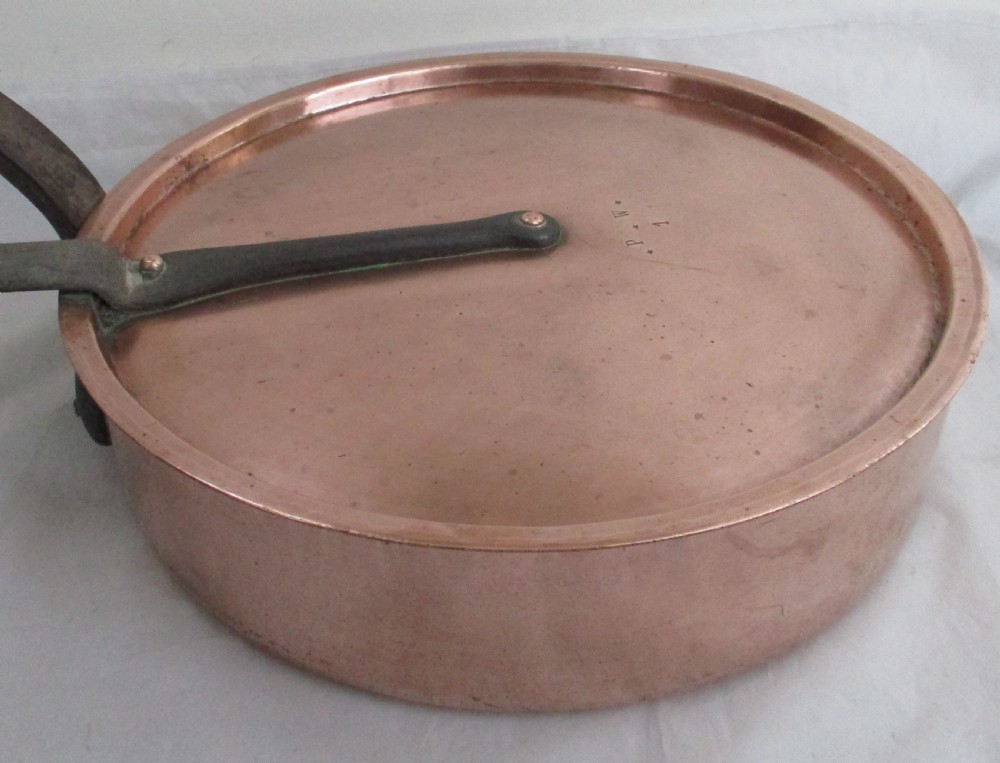 Very Large French Copper Lidded Saucepan by Duval c1880 View II