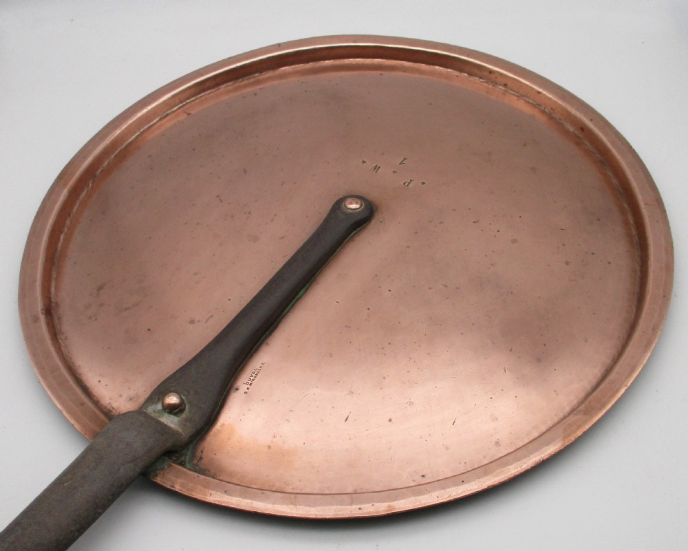 Very Large French Copper Lidded Saucepan by Duval c1880 View IV