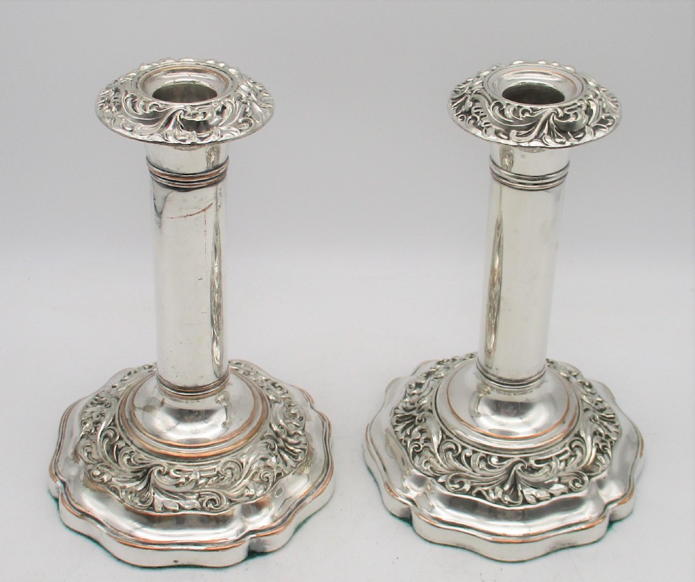 A Pair of Old Sheffield Plated Candlesticks c1830