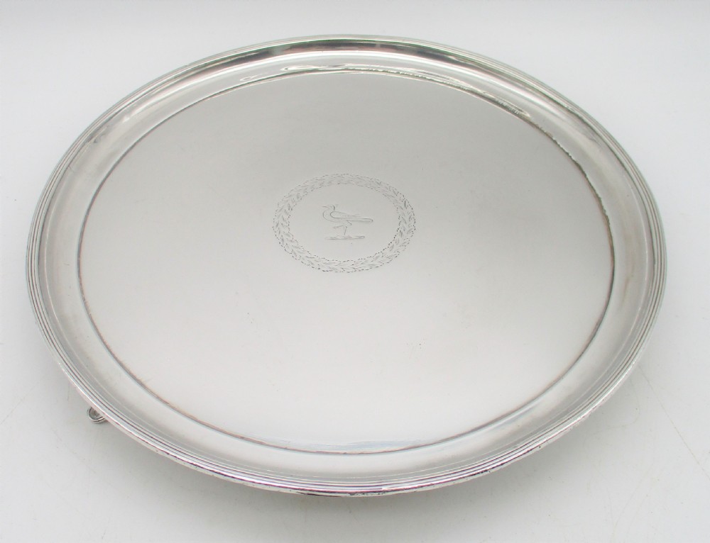 Old Sheffield Plated Card Tray with Crest c1820