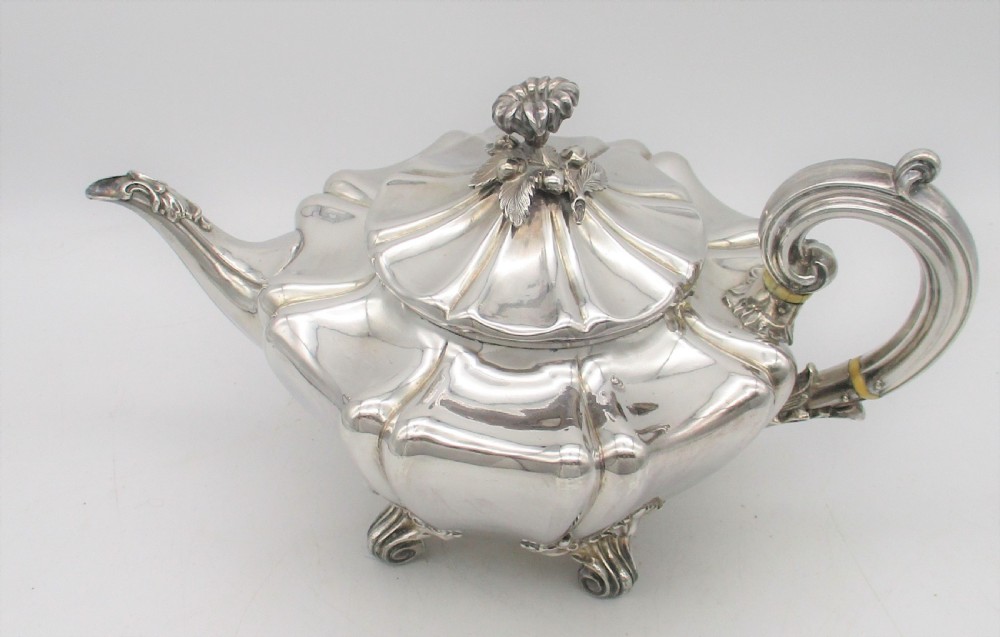Old Sheffield Plated Tea Pot with Flower Finial by Roberts Smith & Co c1830