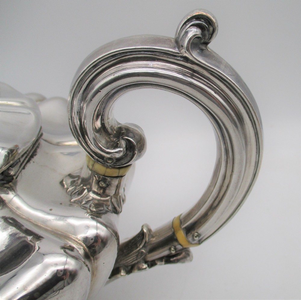 Old Sheffield Plated Tea Pot with Flower Finial by Roberts Smith & Co c1830 View III