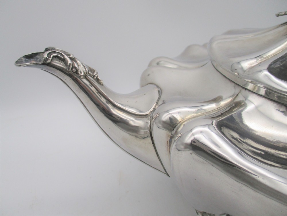 Old Sheffield Plated Tea Pot with Flower Finial by Roberts Smith & Co c1830 View IV