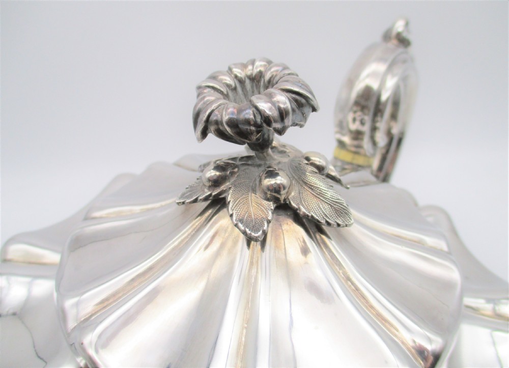 Old Sheffield Plated Tea Pot with Flower Finial by Roberts Smith & Co c1830 View VI