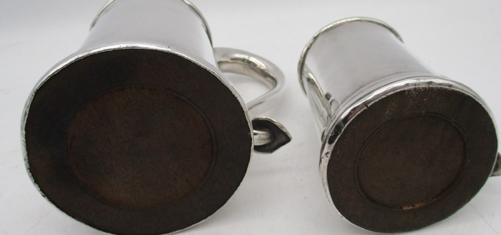 Pair of Old Sheffield Plated Tankards N Smith & Co c1780 View V