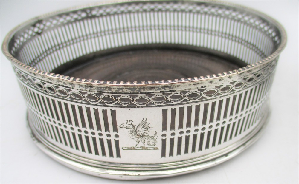 Fine Pair of Old Sheffield Plated Wine Bottle Coasters c1780 View VI