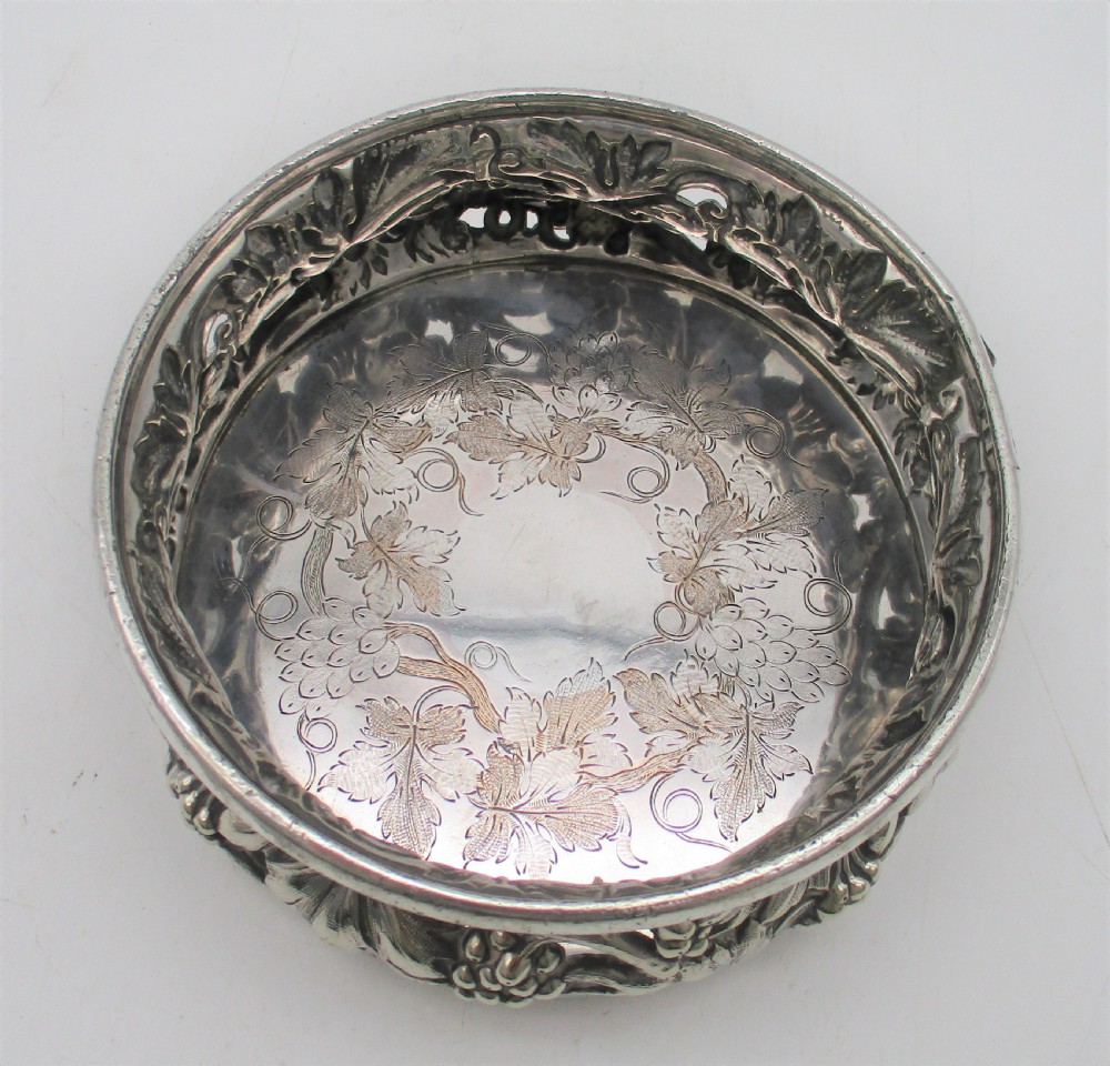 Fine Large Old Sheffield Plated Wine Bottle Coaster by Dixon & Sons c1835 View V