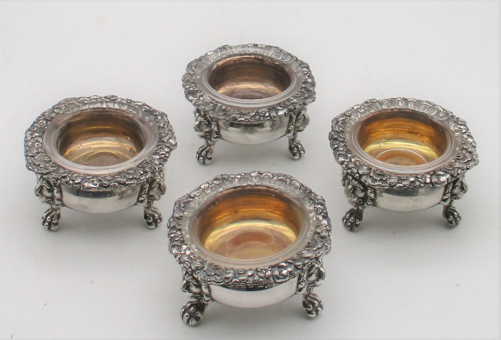 Set of 4 Silver Plated Salts c1860