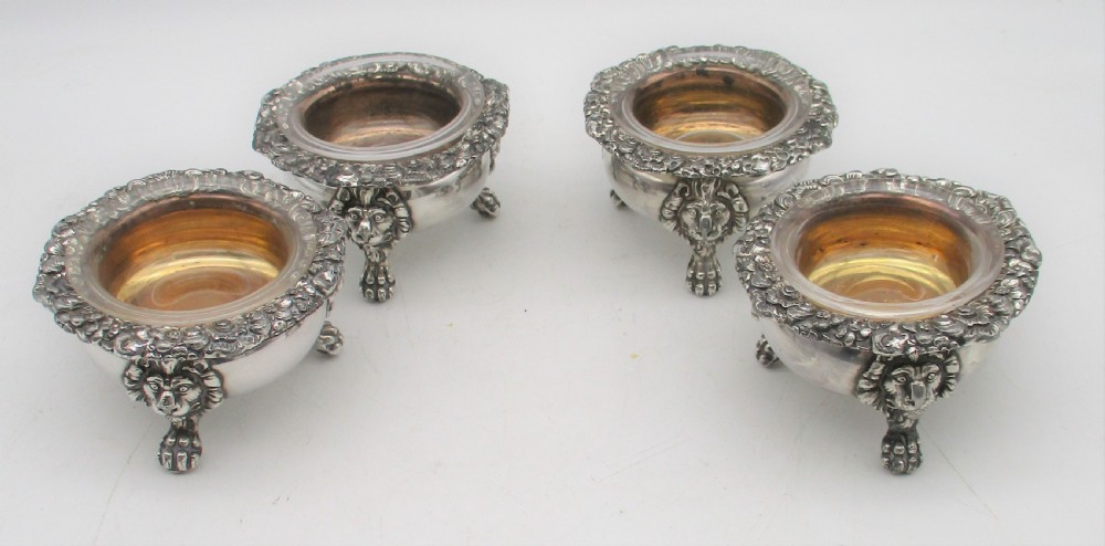 Set of 4 Silver Plated Salts c1860 View II