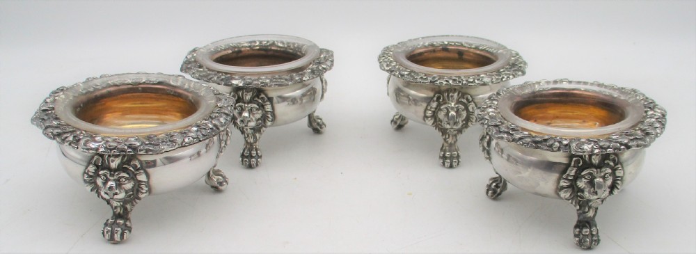 Set of 4 Silver Plated Salts c1860 View III
