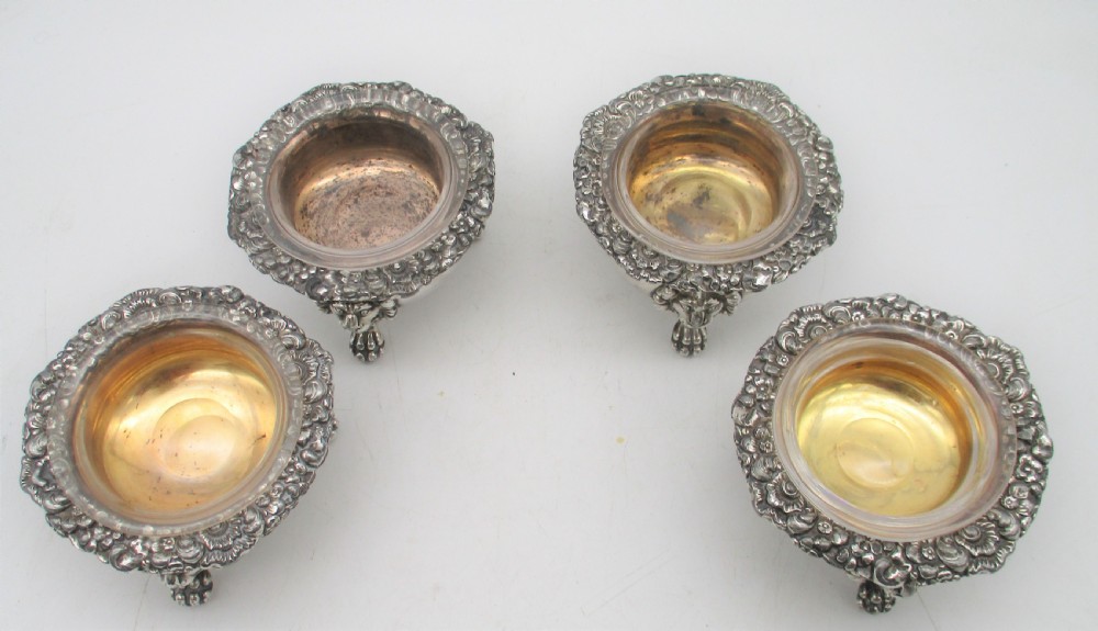 Set of 4 Silver Plated Salts c1860 View IV