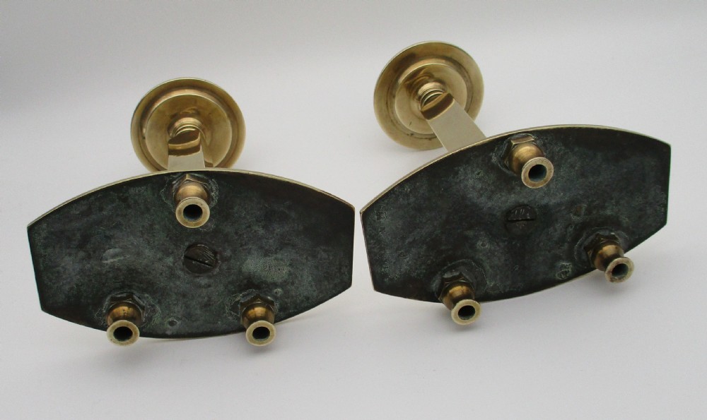 A Fabulous Pair of Arts & Crafts Brass Candlesticks View V