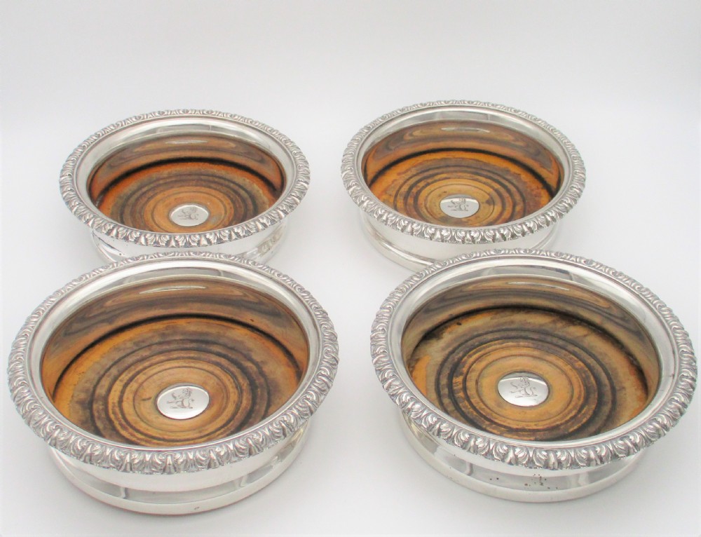 A Rare Set of 4 Old Sheffield Plated Wine Bottle Coasters c1830 View II
