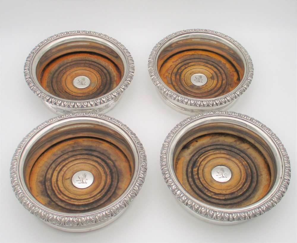 A Rare Set of 4 Old Sheffield Plated Wine Bottle Coasters c1830 View III