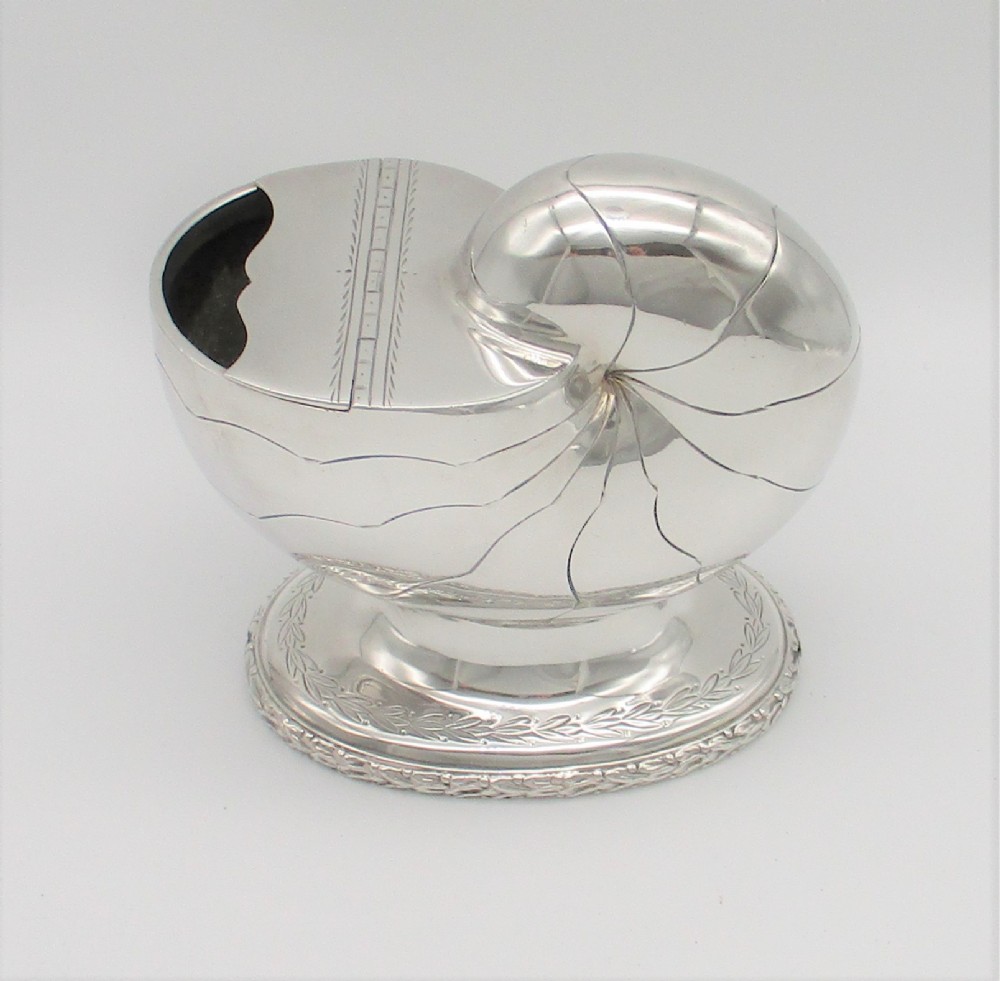 Late 19th Century Silver Plated Spoon Warmer - Nautilus Shell - Atkin Bros