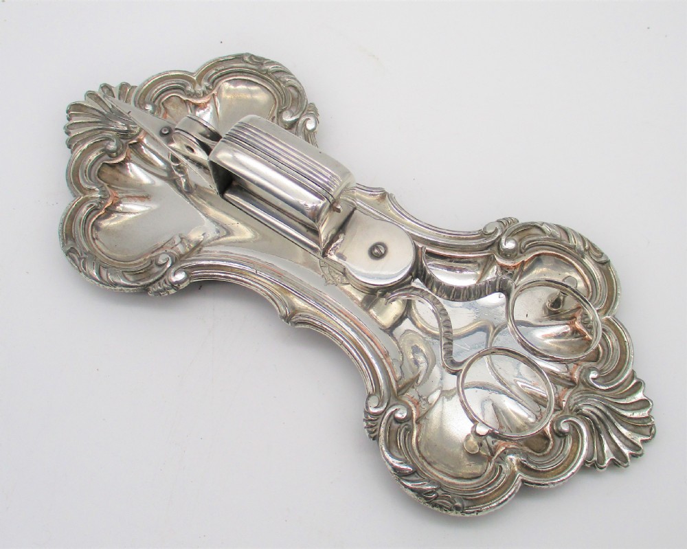 A Fine Pair of Old Sheffield Plated Candle Snuffer Snips on Tray View II