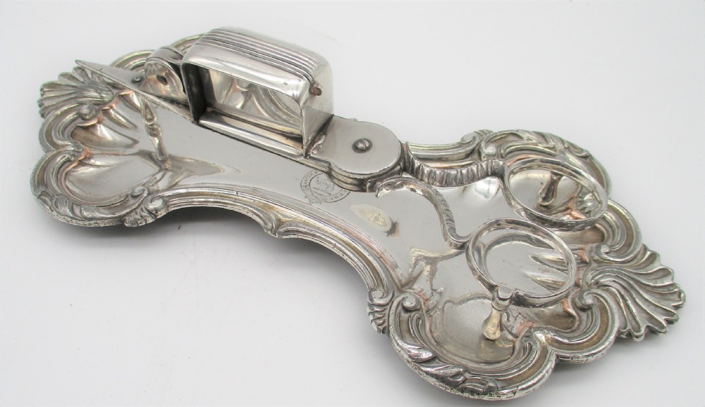 A Fine Pair of Old Sheffield Plated Candle Snuffer Snips on Tray View III