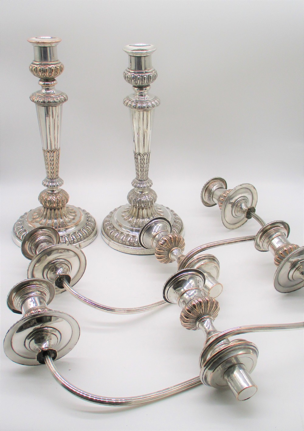 A Pair of Old Sheffield Plated Candelabra c1830 View II