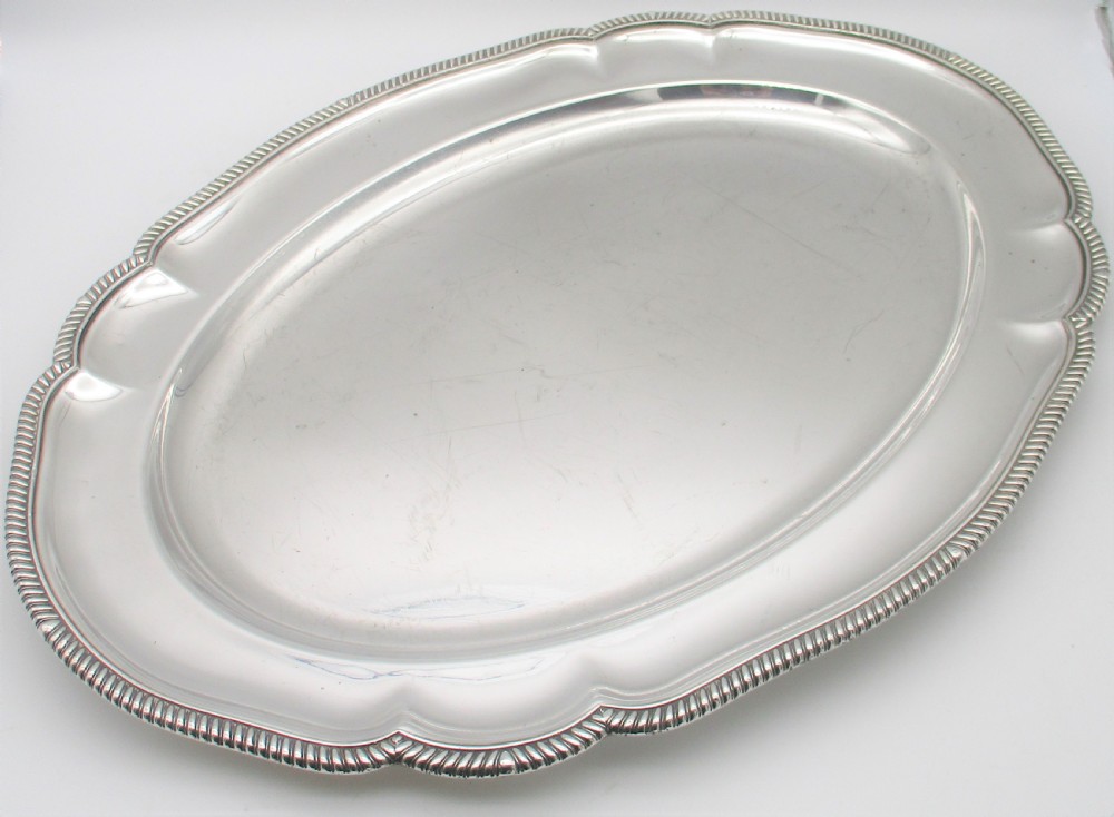 A Large Heavy Silver Plated Meat Platter c1850 19.5