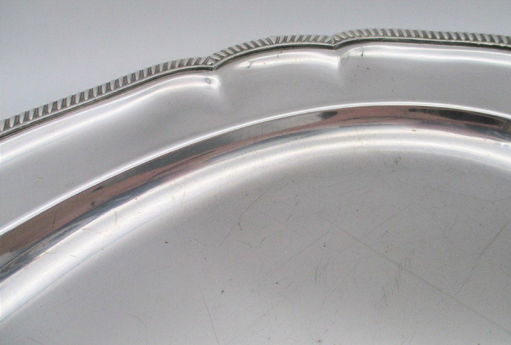 A Large Heavy Silver Plated Meat Platter c1850 19.5