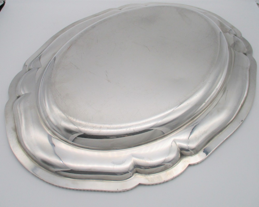 A Large Heavy Silver Plated Meat Platter c1850 19.5