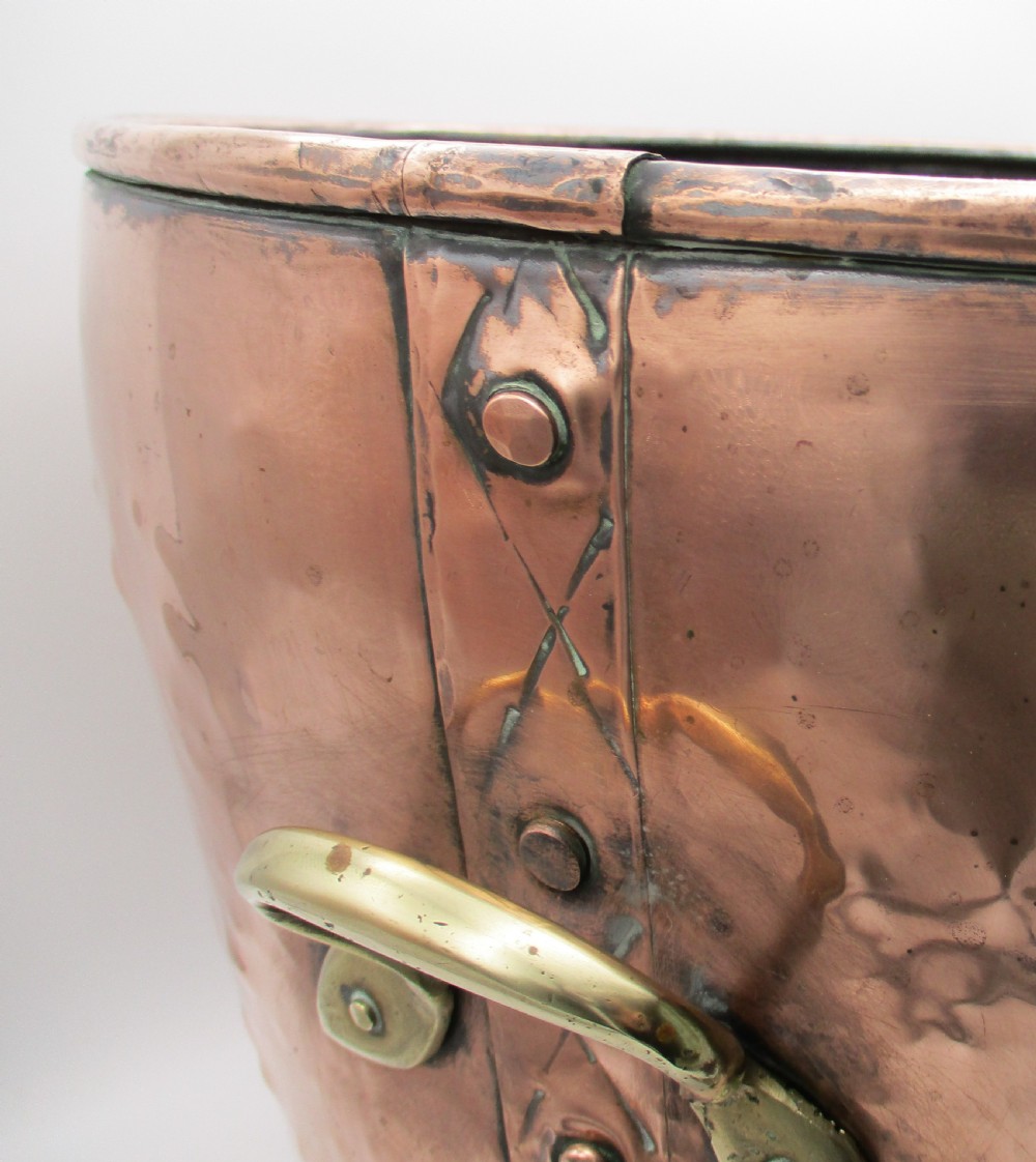 A Late 19th Century Copper & Brass Fireside Log Bucket View V